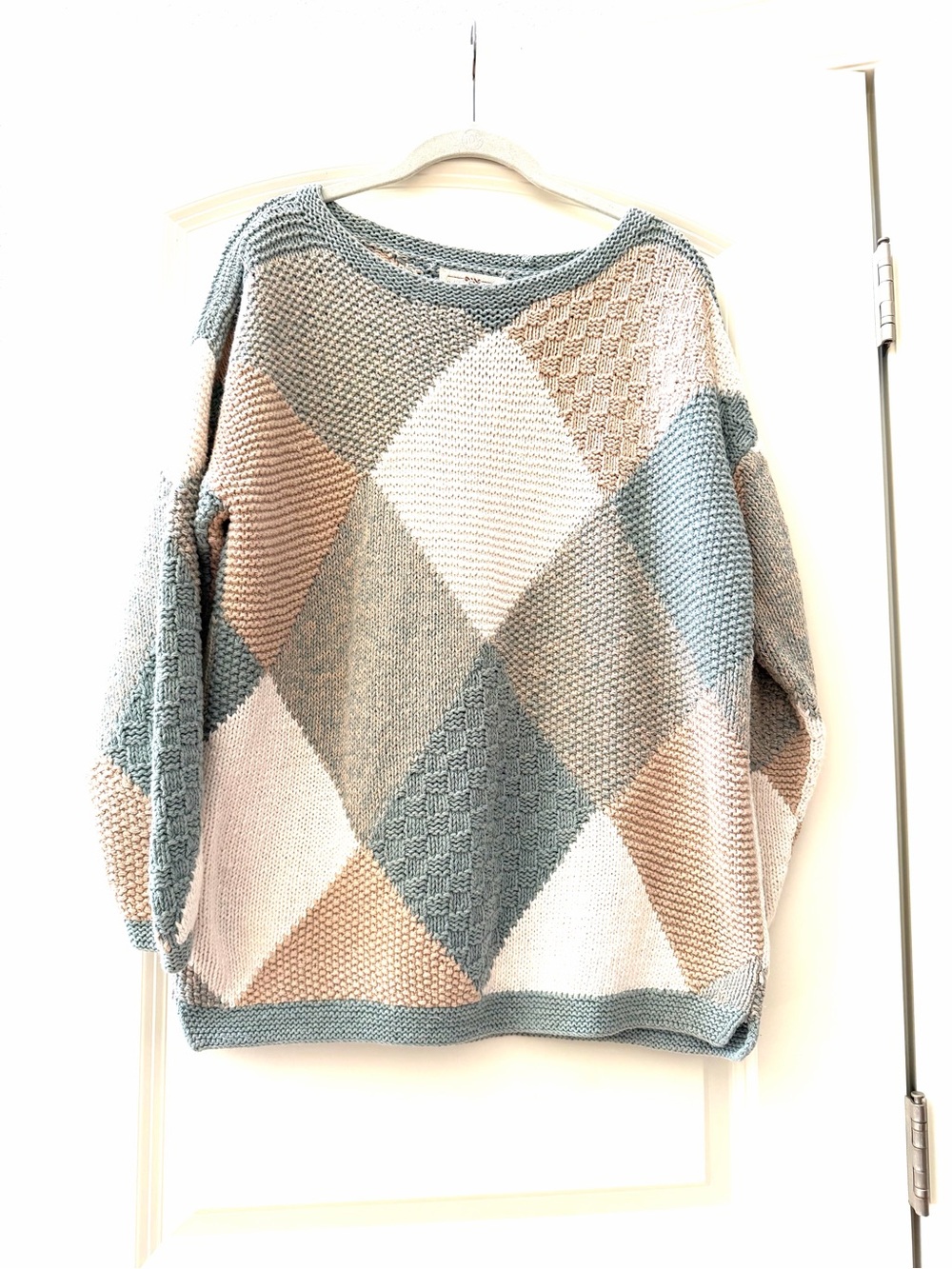 Yarnworks HandKnit Open Knit Argyle Sweater. 90’s. Grandma core . EUC. Cottage